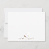 Paar Monogram Minimalist Classic Goud Wit Notitiekaartje (Achterkant)