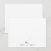 Paar Monogram Minimalist Classic Goud Wit Notitiekaartje (Voorkant / Achterkant)