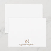 Paar Monogram Minimalist Eenvoudig Goud Wit Notitiekaartje (Voorkant / Achterkant)