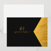 Paar Monogram Minimalist Faux Gold Folie Zwart Notitiekaartje (Voorkant / Achterkant)