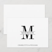 Paar Monogram Minimalist Zwart Wit Note Kaart Notitiekaartje (Voorkant / Achterkant)