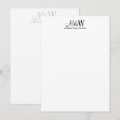 Paar Monogram Minimalist Zwart Wit Notitiekaartje (Voorkant / Achterkant)