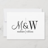 Paar Monogram Minimalist Zwart Wit Notitiekaartje (Voorkant)