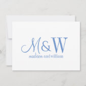 Paar Monogram Minimalistisch Blauw Script & Serif Notitiekaartje (Voorkant)
