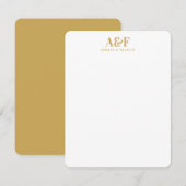 Paar Monogram Minimalistisch Eenvoudig Chique Goud Notitiekaartje (Voorkant / Achterkant)