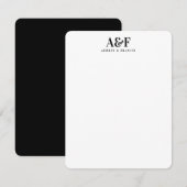 Paar Monogram Minimalistisch Eenvoudig Chique Zwar Notitiekaartje (Voorkant / Achterkant)