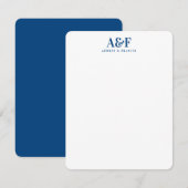 Paar Monogram Minimalistisch Eenvoudig Navy Blauw Notitiekaartje (Voorkant / Achterkant)