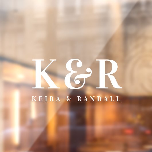 Paar Monogram minimalistisch Eenvoudige witte naam Raamsticker (Vel 2)