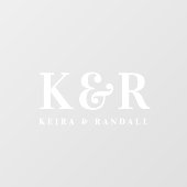 Paar Monogram minimalistisch Eenvoudige witte naam Raamsticker (Vel)