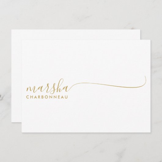 Paar Monogram Minimalistisch Goud Script Notitiekaartje (Voorkant / Achterkant)