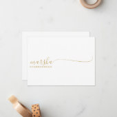 Paar Monogram Minimalistisch Goud Script Notitiekaartje (Voorkant / Achterkant in situ)