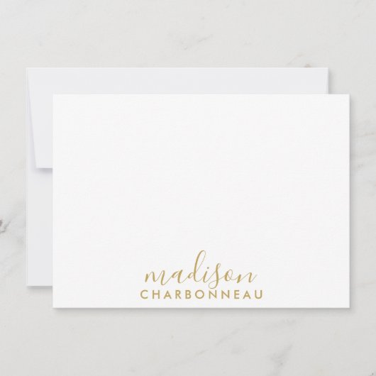 Paar Monogram Minimalistisch Goud Script Notitiekaartje (Voorkant)