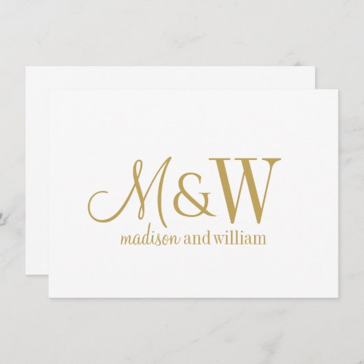 Paar Monogram Minimalistisch Goud Script & Serif Notitiekaartje (Voorkant / Achterkant)