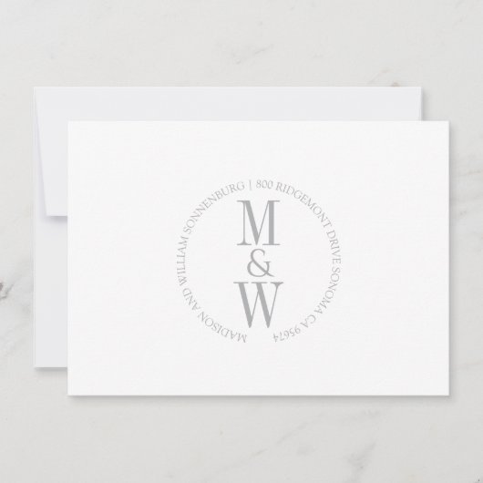 Paar Monogram Minimalistisch Grijs Notitiekaartje (Voorkant)