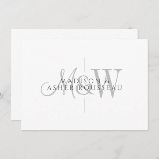 Paar Monogram Minimalistisch Script & Serif Notitiekaartje (Voorkant / Achterkant)