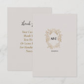 Paar Monogram MINIMALISTISCHE trouwdatum Bedankkaart (Voorkant / Achterkant)