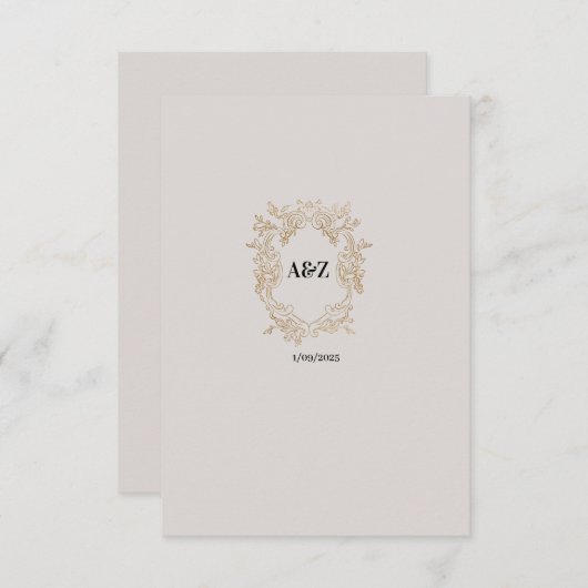 Paar Monogram MINIMALISTISCHE trouwdatum Bedankkaart (Voorkant / Achterkant)