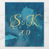 Paar Monogram Weddenschap Wijn Etiket (Enkel label)