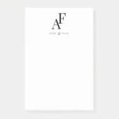 Paar Monogram zwart en wit elegant eenvoudig Post-it® Notes (Voorkant)