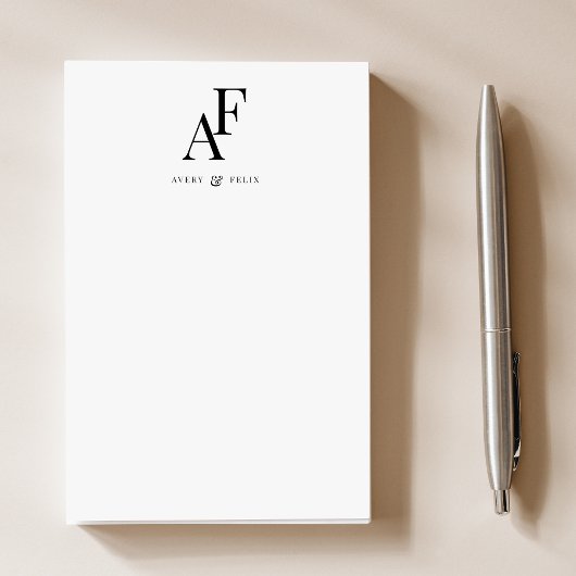 Paar Monogram zwart en wit elegant eenvoudig Post-it® Notes