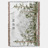 Paar Monogrammed Waterverf Berg en Bos Deken (Voorkant Verticaal)