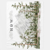 Paar Monogrammed Waterverf Berg en Bos Fleece Deken (Voorkant)