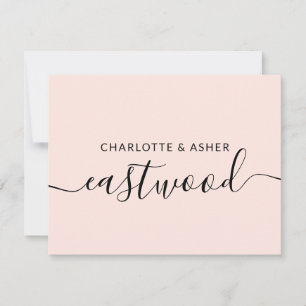 Paar Naam Blush Pink Wedding Monogram Notitie Kaar Notitiekaartje