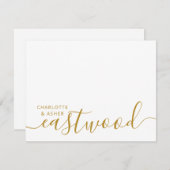 Paar Naam Bruiloft Goud Monogram Nota Kaart Notitiekaartje (Voorkant / Achterkant)