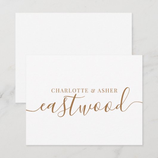 Paar Naam Bruiloft Goud Monogram Nota Kaart Notitiekaartje (Voorkant / Achterkant)