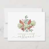 Paar Naam Bruiloft Monogram  Bloemen Notitiekaartje (Voorkant)