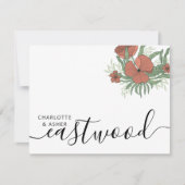 Paar Naam Bruiloft Monogram Bloemen Notitiekaartje (Voorkant)