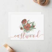 Paar Naam Bruiloft Monogram Bloemen Notitiekaartje (Voorkant / Achterkant in situ)