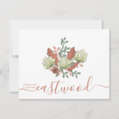 Paar Naam Bruiloft Monogram  Bloemen Notitiekaartje (Voorkant)