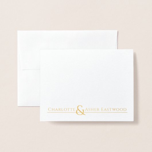 Paar Naam bruiloft Monogram Gold Folie Folie Kaarten (Voorkant met envelop)