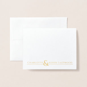 Paar Naam bruiloft Monogram Gold Folie Kaarten