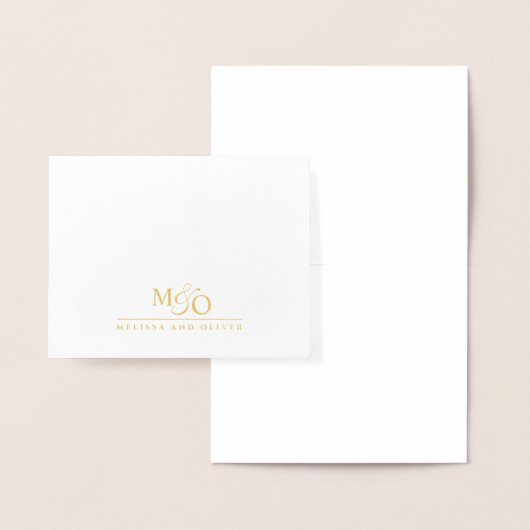 Paar Naam bruiloft Monogram Goud Folie Kaarten (Display)