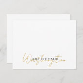 Paar Naam Bruiloft Monogram Goud Script Naam Notitiekaartje (Voorkant / Achterkant)