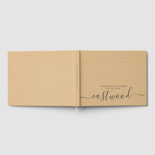Paar naam bruiloft monogram tan gastenboek (Volledig)