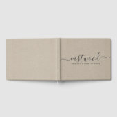 Paar Naam Bruiloft Monogram Taupe Faux Linnen Gastenboek (Volledig)
