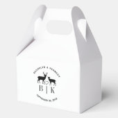 Paar naam Deer Monogram Rustic Land Weddenschap Bedankdoosjes (Voorkant)