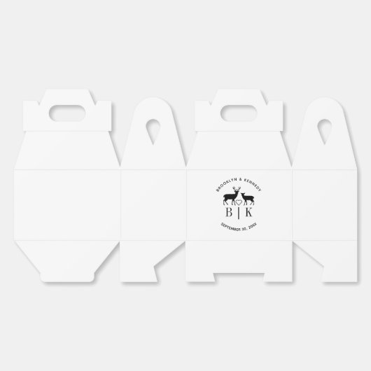 Paar naam Deer Monogram Rustic Land Weddenschap Bedankdoosjes (Ongevouwen)