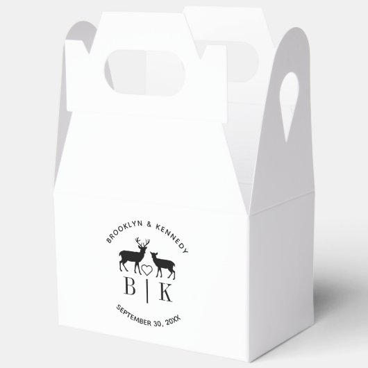 Paar naam Deer Monogram Rustic Land Weddenschap Bedankdoosjes (Open)