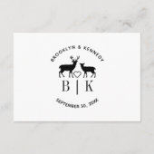 Paar naam Deer Monogram Rustic Land Weddenschap Informatiekaartje (Achterkant)