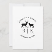 Paar naam Deer Monogram Rustic Land Weddenschap Kaart (Achterkant)