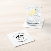 Paar naam Deer Monogram Rustic Land Weddenschap Kartonnen Onderzetters (Insitu)