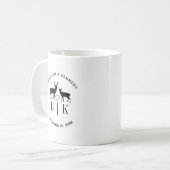 Paar naam Deer Monogram Rustic Land Weddenschap Koffiemok (Voorkant links)