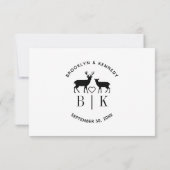 Paar naam Deer Monogram Rustic Land Weddenschap RSVP Kaartje (Achterkant)