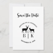 Paar naam Deer Monogram Rustic Land Weddenschap Save The Date (Voorkant)