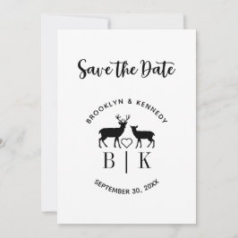 Paar naam Deer Monogram Rustic Land Weddenschap Save The Date