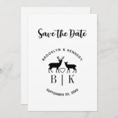 Paar naam Deer Monogram Rustic Land Weddenschap Save The Date (Voorkant / Achterkant)